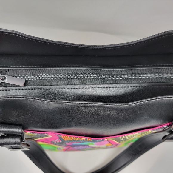 Handmade Black & Pink Vintage Horror Themed Hand Crafted Vinyl Hiraeth Handbag - Picture 2 of 7